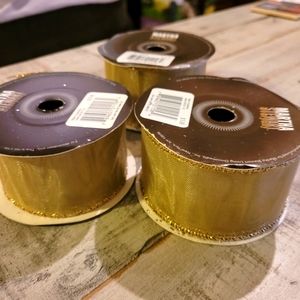 New Bundle of Martha Stewart Gold Ribbon- 3 rolls